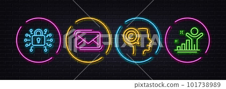 Writer, Security lock and Messenger mail minimal line icons. Neon laser 3d lights. Winner icons. For web, application, printing. Copyrighter, Cyber network, New e-mail. Best result. Vector Writer, Security lock and Messenger mail minimal line icons. Neon laser 3d lights. Winner icons. For web, application, printing. Copyrighter, Cyber network, New e-mail. Best result. Vector 101738989