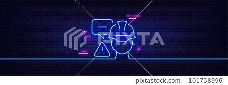 Neon light glow effect. Builder warning line icon. Construction inspection sign. Constructor risk symbol. 3d line neon glow icon. Brick wall banner. Builder warning outline. Vector Neon light glow effect. Builder warning line icon. Construction inspection sign. Constructor risk symbol. 3d line neon glow icon. Brick wall banner. Builder warning outline. Vector 101738996