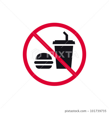 No food or drink prohibited sign, forbidden modern round sticker, vector illustration No food or drink prohibited sign, forbidden modern round sticker, vector illustration 101739735