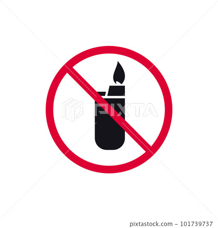 Lighter not allowed prohibited sign, forbidden modern round sticker, vector illustration Lighter not allowed prohibited sign, forbidden modern round sticker, vector illustration 101739737