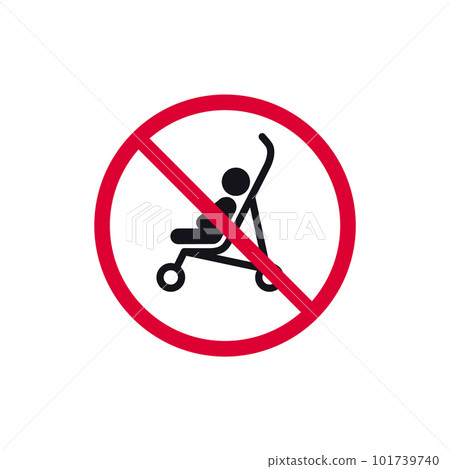 No baby carriage prohibited sign, forbidden modern round sticker, vector illustration No baby carriage prohibited sign, forbidden modern round sticker, vector illustration 101739740