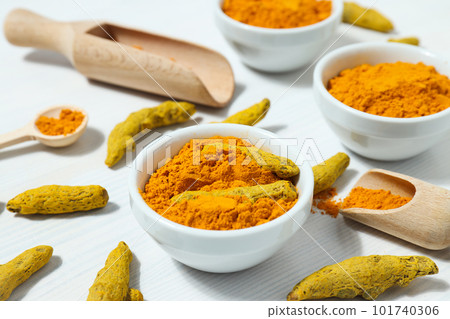 Fragrant seasoning - turmeric, one of the main ingredients in Indian curry Fragrant seasoning - turmeric, one of the main ingredients in Indian curry 101740306