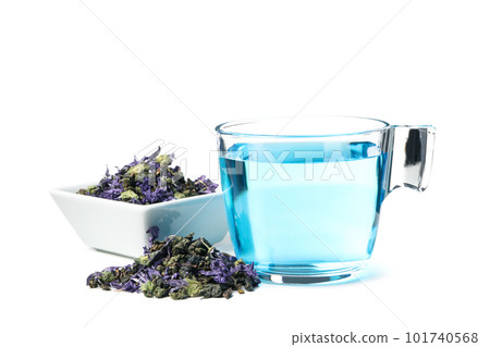 Concept of tasty hot drink, Anchan tea, isolated on white background Concept of tasty hot drink, Anchan tea, isolated on white background 101740568