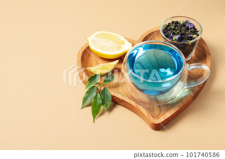 Concept of tasty hot drink, Anchan tea, space for text 101740586