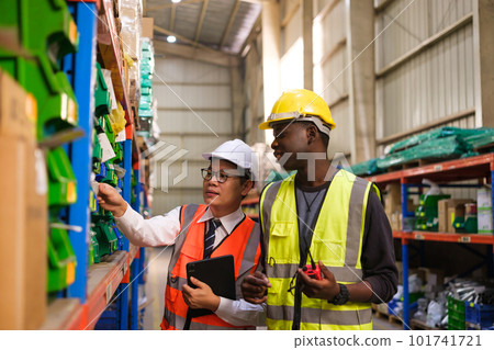 Industrial worker working at warehose factory. Industrial worker working at warehose factory. 101741721