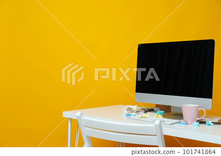 Messy office workplace, workplace and workspace concept Messy office workplace, workplace and workspace concept 101741864