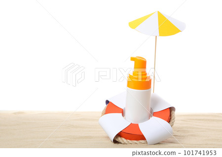 Accessories for summer skin and body care, isolated on white background Accessories for summer skin and body care, isolated on white background 101741953