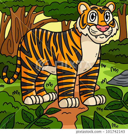 Tiger Animal Colored Cartoon Illustration 101742143