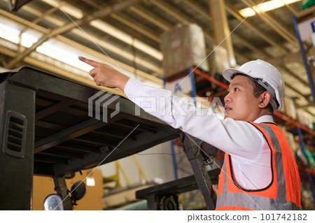 Industrial worker working at warehose factory. Industrial worker working at warehose factory. 101742182