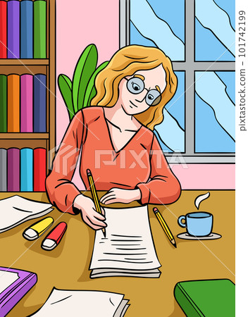 Lead Author Colored Cartoon Illustration Lead Author Colored Cartoon Illustration 101742199