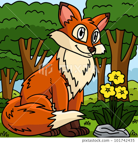 Fox Animal Colored Cartoon Illustration Fox Animal Colored Cartoon Illustration 101742435