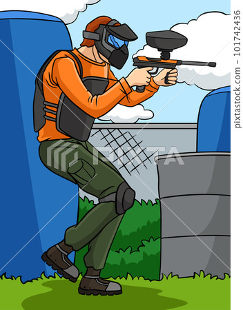 Paintballer Sports Colored Cartoon Illustration Paintballer Sports Colored Cartoon Illustration 101742436