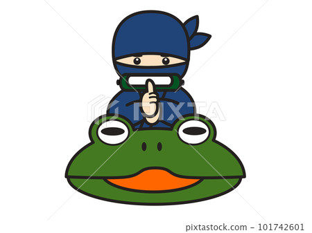 A ninja tying a sign on a toad 101742601