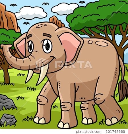 Elephant Animal Colored Cartoon Illustration 101742660