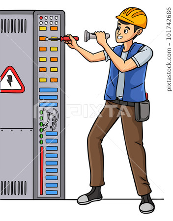 Electrician Cartoon Colored Clipart Illustration Electrician Cartoon Colored Clipart Illustration 101742686