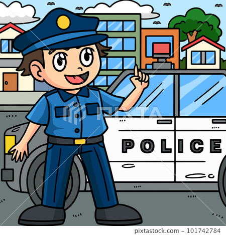 Police Officer Colored Cartoon Illustration Police Officer Colored Cartoon Illustration 101742784