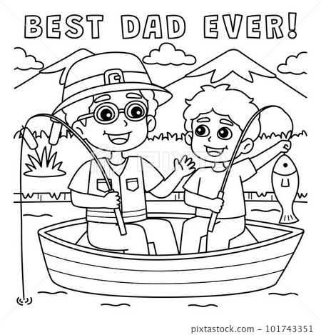 Father and Son Fishing Coloring Page for Kids Father and Son Fishing Coloring Page for Kids 101743351