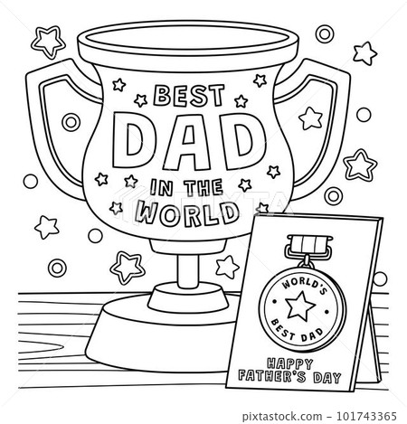 Fathers Day Trophy and Medal Coloring Page Fathers Day Trophy and Medal Coloring Page 101743365