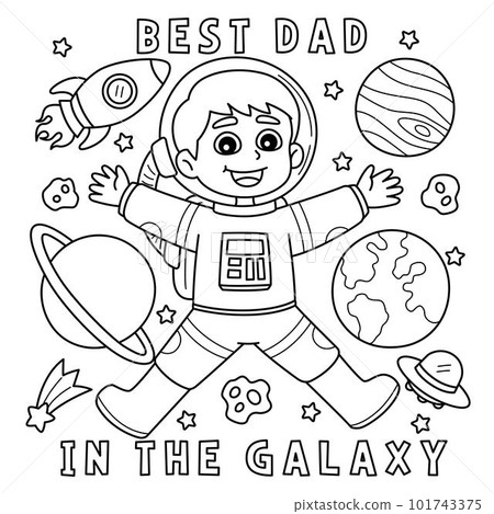 Fathers Day Best Dad in the Galaxy Coloring Page  101743375