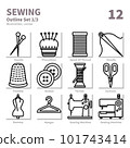 Sewing icons set, Detailed Outline, vector and illustration set 1 101743414
