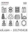 Sewing icons set, Detailed Outline, vector and illustration set 3 101743418