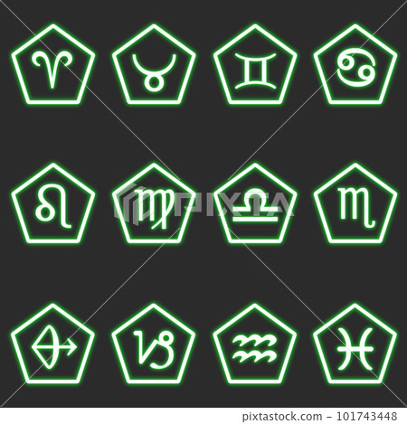 Green pentagonal neon constellation set Green pentagonal neon constellation set 101743448