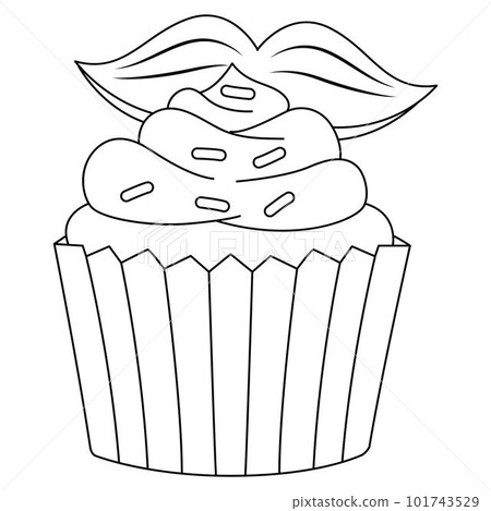 Cupcake Isolated Coloring Page for Kids 101743529