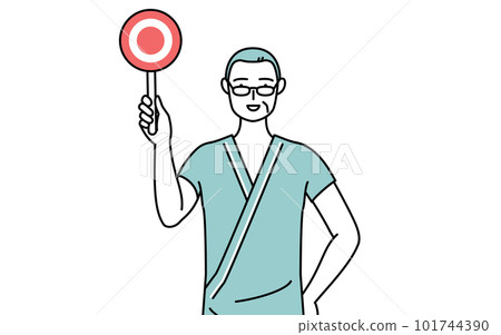 中年/老年男性住院患者用圓棒顯示正確答案 101744390