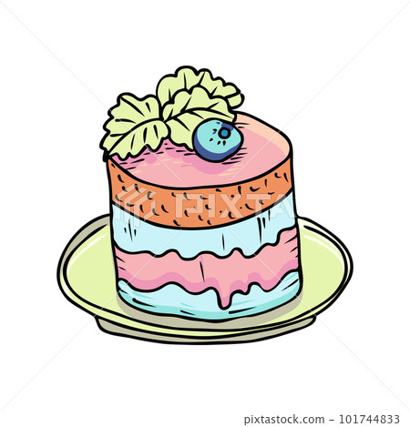 Hand drawn vector illustration, cakes and pastries, sketch in doodle style. Hand drawn vector illustration, cakes and pastries, sketch in doodle style. 101744833