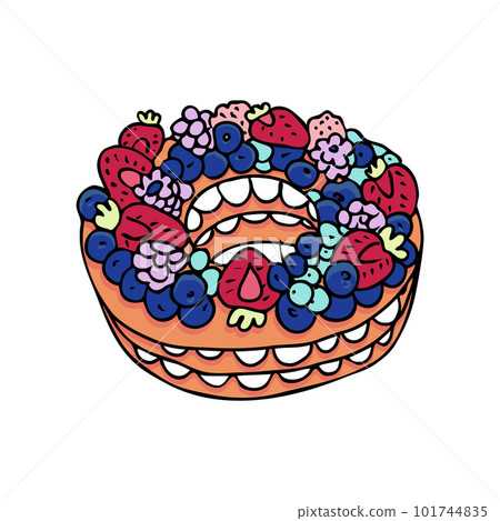 Hand drawn vector illustration, cakes and pastries, sketch in doodle style. Hand drawn vector illustration, cakes and pastries, sketch in doodle style. 101744835