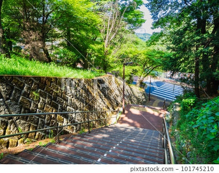 Residential area in the suburbs Slope stairs leading to the station Residential area in the suburbs Slope stairs leading to the station 101745210