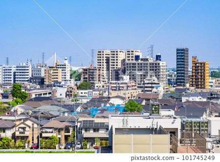 A suburban residential area where the blue sky spreads A suburban residential area where the blue sky spreads 101745249