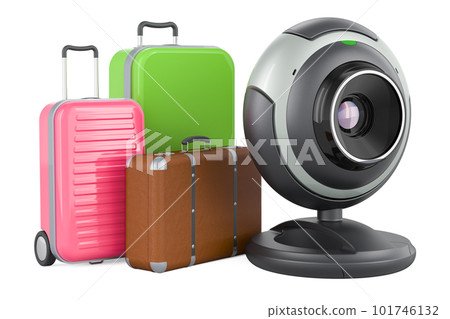 Webcam with suitcases, 3D rendering Webcam with suitcases, 3D rendering 101746132