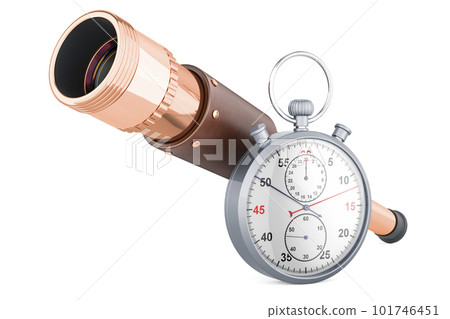 Pirate Spyglass with stopwatch, 3D rendering 101746451