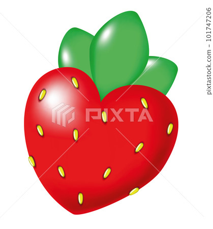 3D strawberry with leaves. Bright vector illustration isolated on white background. 101747206