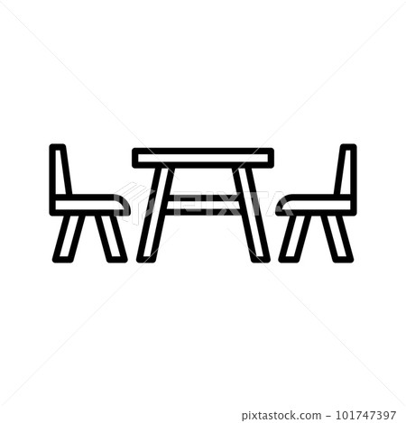 Dining table and chairs icon. Terrace cafe symbol. Bistro. Dining table and chairs icon. Terrace cafe symbol. Bistro. 101747397