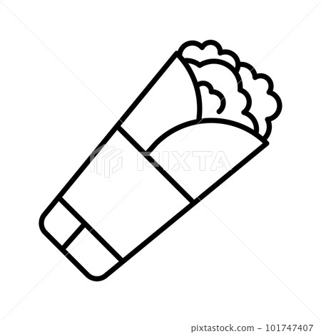 Burrito icon. Street fast food symbol. Shawarma, doner kebab, gyro wrap sandwich. Burrito icon. Street fast food symbol. Shawarma, doner kebab, gyro wrap sandwich. 101747407