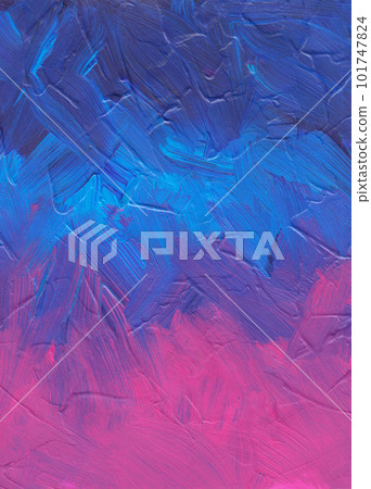 Blue and pink gradient background painting. Abstract modern art. Brush strokes textured backdrop. 101747824