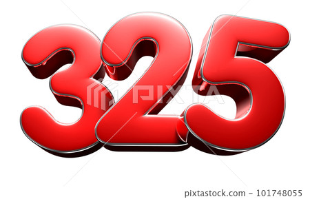 Number 325 red 3D illustration. Number 325 red 3D illustration. 101748055