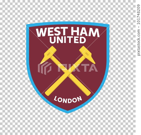 West Ham United England football club emblem on transparent background. Vector illustration West Ham United England football club emblem on transparent background. Vector illustration 101748209