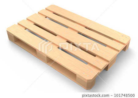 Wooden pallet for warehouse cargo storage isolated on white background. 101748500