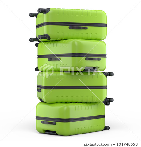Stack of polycarbonate suitcases isolated on white background Stack of polycarbonate suitcases isolated on white background 101748558