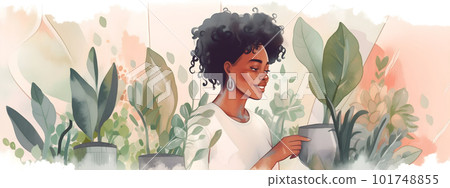 Woman caring her houseplants or working florist 101748855
