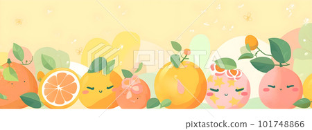 Citrus fruits cute laughing cartoon characters 101748866