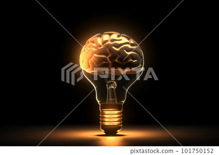 Experience a new perspective on creativity and innovation with this conceptual image of a glowing brain inside a light bulb, perfect for advertising campaigns. This image is AI Generative. Experience a new perspective on creativity and innovation with this conceptual image of a glowing brain inside a light bulb, perfect for advertising campaigns. This image is AI Generative. 101750152