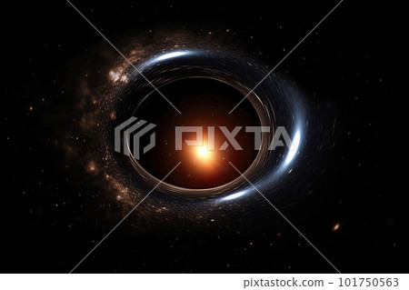 Black hole illustration in outer space. Supermassive singularity. Generative AI 101750563