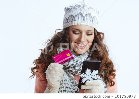 smiling woman on making online shopping on e-commerce website smiling woman on making online shopping on e-commerce website 101750978