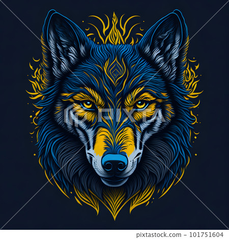 T-shirt design with wolf portrait. AI generated illustration 101751604