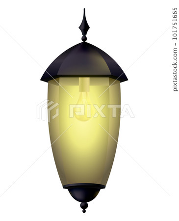Garden lamp. Classic street lamp. Outdoor lighting of city. Vintage urban design. Outdoor wall garden light lamp style. Street light. Old style metal electricity lamp 101751665