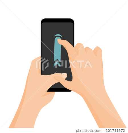 Touch screen hand gestures. Flat colored icon with movement of finger isolated vector illustration. Hand touchscreen gesture. Vector like swipe or slide touch 101751672